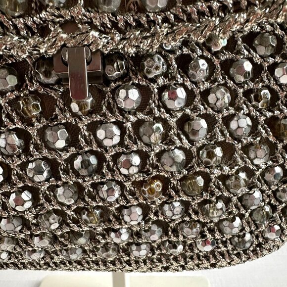 Barbara Lee Metallic Thread Beaded Purse Made in Italy - Picture 13 of 16